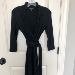 Banana republic wool blend ruffle faux wrap dress